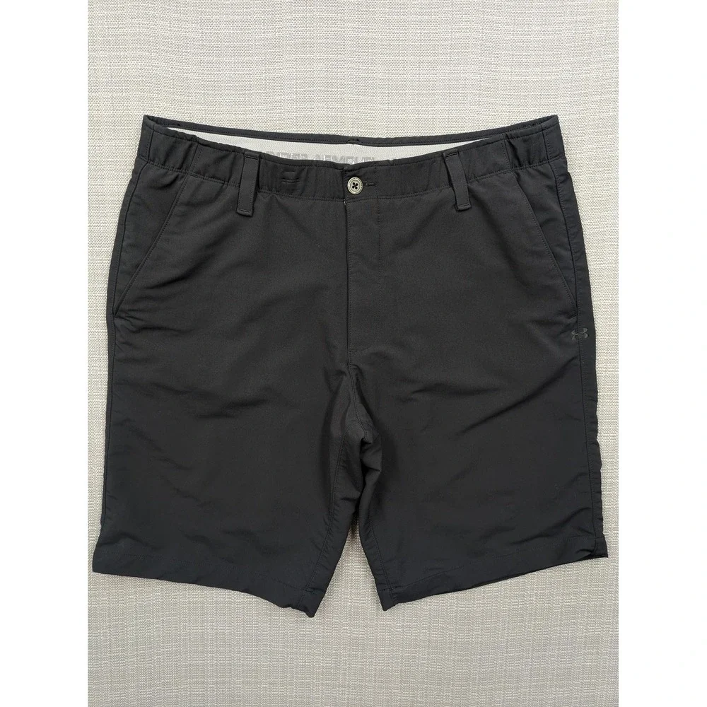 Under Armour Shorts Mens 38 Black HeatGear Golf 10 Inseam Stretch Lightweight